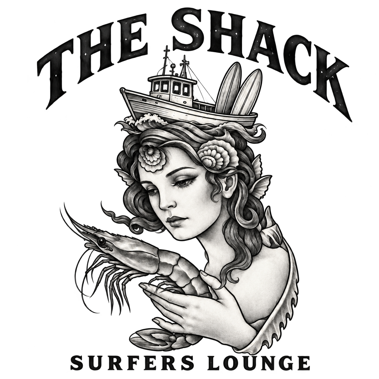 The Shack — original illustrated Surfers Lounge logo